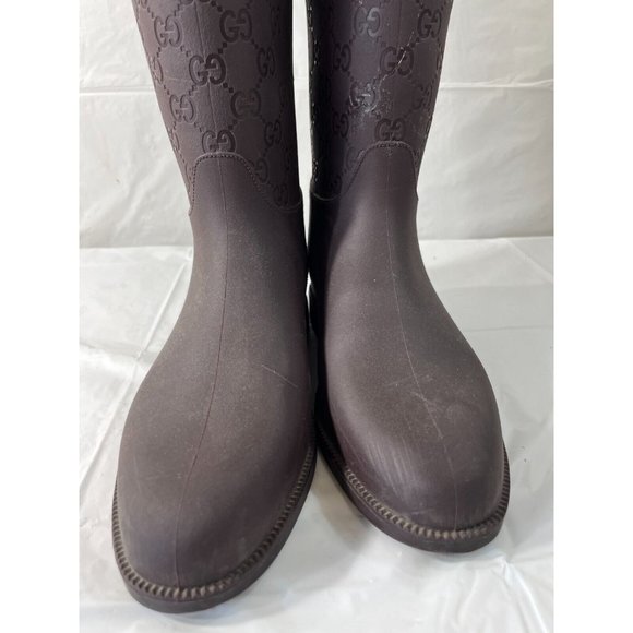 Authentic Gucci Vintage GG Monogram Rain Boots Brown Size 6 - Picture 15 of 16